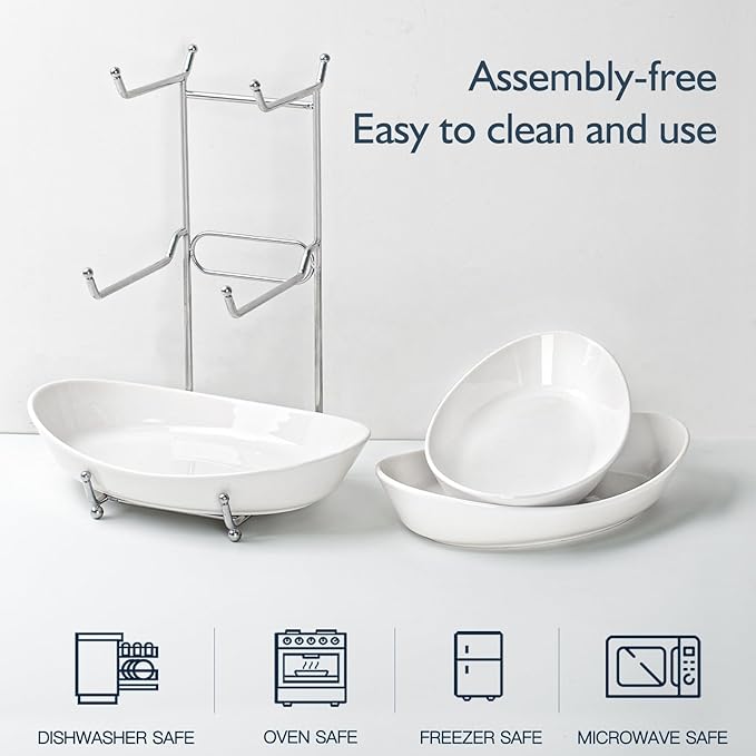 Fruit Bowl Basket for Kitchen Counter, 3 Tier Ceramic Serving Bowls with Metal Stand, Tiered Fruit Basket for Fruit, Vegetable, Snack, Nuts, Serving Tray Set for Entertaining