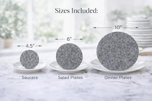 48 Piece Felt Plate Dividers for China Storage - Felt Protectors for Dinner, Salad, and Saucer Plates - Ideal for Moving Fine China, Porcelain, Glass, etc - Cut-to-Fit Full China Set - Grey