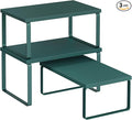 SONGMICS Cabinet Organizer Shelf, Set of 3 Kitchen Counter Shelves, Kitchen Storage, Spice Rack, Stackable, Expandable, Cascade Green UKCS220C01V1