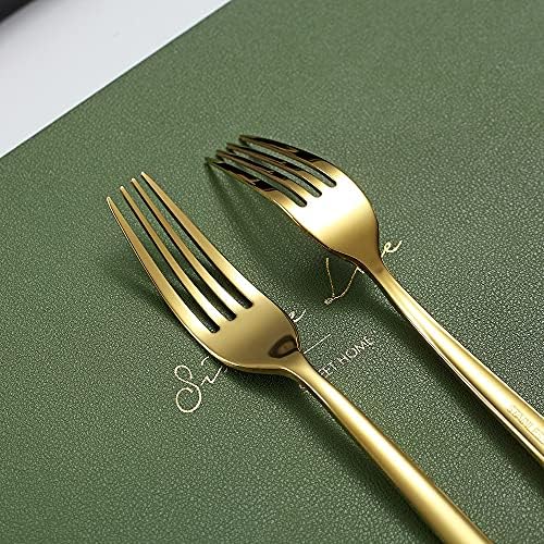 Gold Steak Knives Set 12 Piece, Premium Stainless Steel 6 Dinner Forks and 6 Dinner Knives Set, Steak Knives Steak Forks for 6 Person, Dishwasher Safe (Shiny Gold) - Image 5