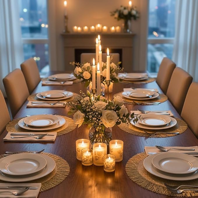 FAVE Set of 10 Round Gold Vinyl Placemats, Luxury Spiral Pattern for Formal Events, Restaurant, Parties, Birthdays (15 Inch,10PCS)