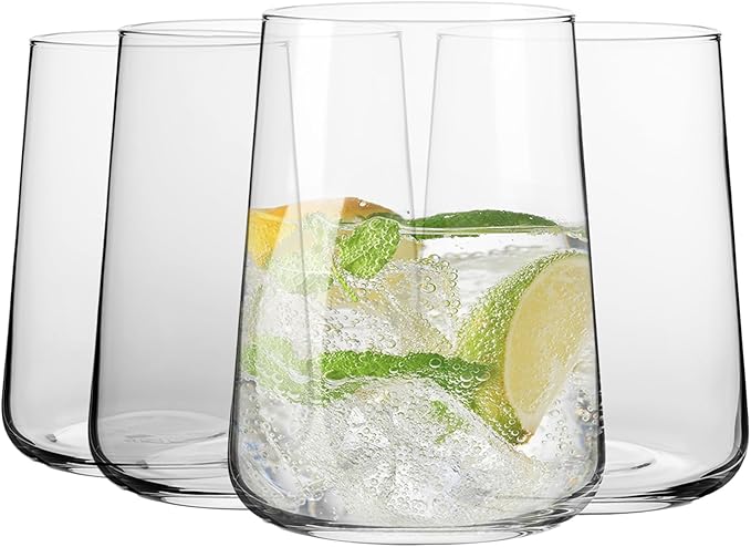 Krosno Glasses for Water, Juices and Other Drinks | Elegant Design | Set of 4 | Capacity 16.6 fl oz | Infinity Collection | Ideal for Home, Restaurant, Parties | Dishwasher Safe
