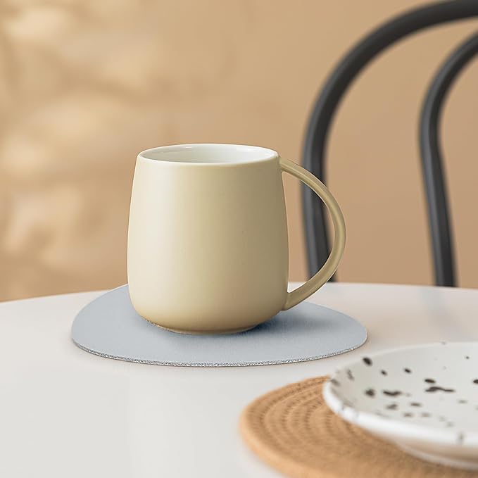 12 Sets Faux Leather Coasters for Drinks, Handmade Dual Sided Drink Coasters for Tabletop Protection, Non-Slip Washable Coasters for Tea Cup Living Room Office Desk Decoration（Grey and Brown）