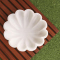 SWADESHI BLESSINGS HandCrafted Marble Decorative Bowl | White Ruffle Scalloped Fluted Key/Fruit Ring Dish | Organic Modern Home Decor (8 Inches)
