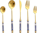 30-piece Silverware Set With Ceramic Handle, Premium Food Grade Stainless Steel Flatware Sets, Mirror Polished Cutlery Set, Dishwasher Safe (for 6 People)