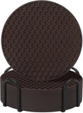 Coasters Set of 6 with Holder,Coasters for Drinks,Coffee Table Decor Coaster,Suitable for Kinds Cups,Anti-Slip,Non-Stick,Silicone Cup Coaster and Living Room Decor (6 Pcs, Coffee)
