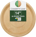 Charity Leaf Disposable Palm Leaf 14" Round Trays (25 pieces) Bamboo Like Serving Platters, Disposable Boards, Eco-Friendly Dinnerware For Weddings, Catering, Events