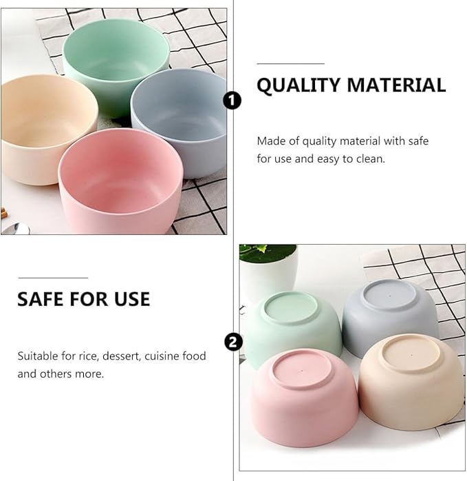8pcs Fiber Rice Bowls Eco-friendly Salad Serving and Noodle Bowls Fall-resistant Smooth Finish for Home Dining and Food Storage