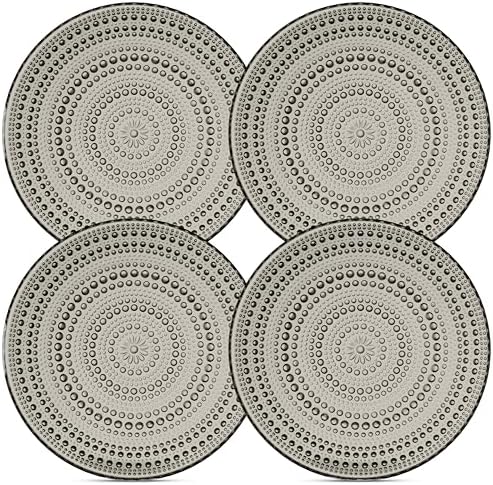 Smokey Black Hobnail Glass Plates Set of 4 8 Inch Small Plates by Yungala