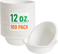 12 oz. Compostable Paper Bowls [100-Pack] - Eco-Conscious Disposable Soup Bowls Made of Sugarcane Fiber Bagasse, Microwave, Refrigerator-Safe - Heavy Duty Paper Plates for Dinner