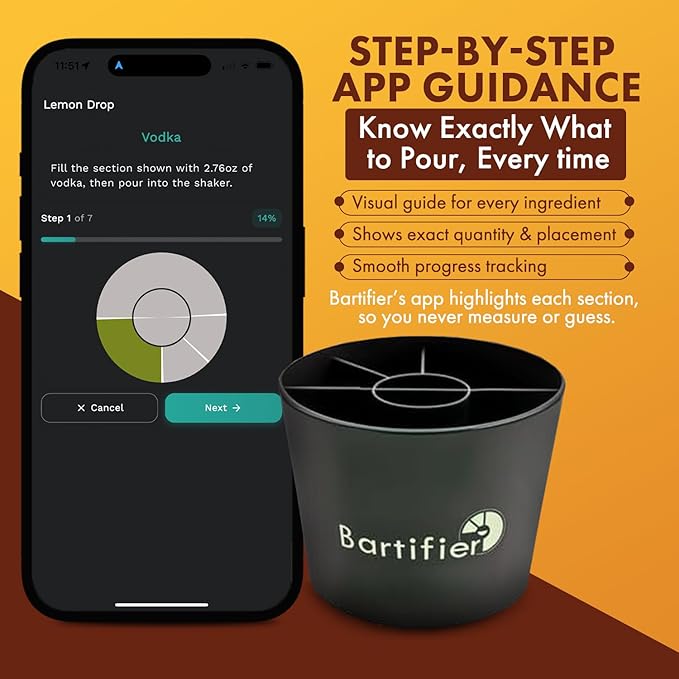 App-Guided Cocktail Maker — The Free App Shows You Where to Fill — Make 500+ Easy, Perfect Cocktails — Best Gift for Cocktail Lovers