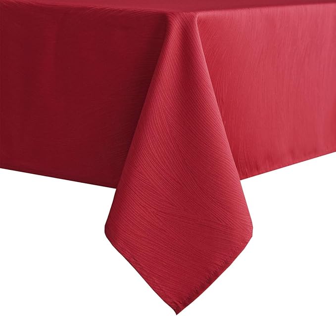 maxmill Square Table Cloth Swirl Design Water Resistant Wrinkle Resistance Heavy Weight Soft Tablecloth for Kitchen Dinning Tabletop Decoration Square 52 x 52 Inch Red