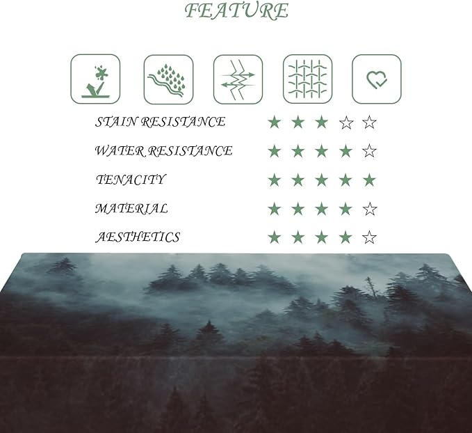60x84 Inch Nature Rectangular Tablecloth Misty Forest Mountain Table Cloth Waterproof Durable Table Cover for Holiday Picnic Dinner BBQ Decor