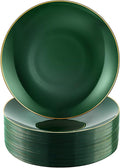 100 PCS Green Gold Plastic Plates, 7 inch Green Disposable Plates for Party, Disposable Dessert Plates for Party, Graduation, Birthday, Wedding