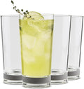 Coast Glassware The Tall – Patented Highball Drinking Glasses with Built-In Stone Coaster Base – Absorbent, Surface-Protecting Water & Cocktail Glasses - Premium Gift Pack (Set of 4) - 16 oz