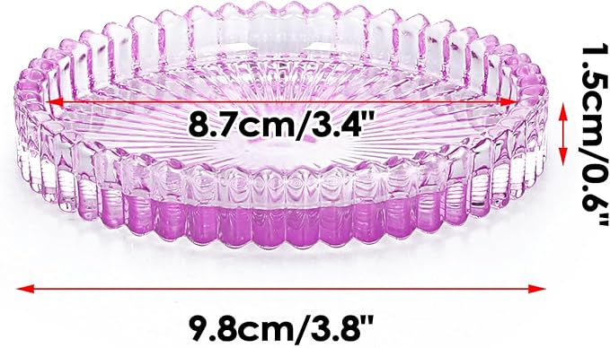 JUXYES 5 Pack Clear Purple Crystal Coasters Round Cup Mat, Glass Coasters for Drinks Coffee Tea Wine, Decorative Wine Bottle Coaster, Crystal Drink Coasters for Restaurant bar Kitchen Dining Table