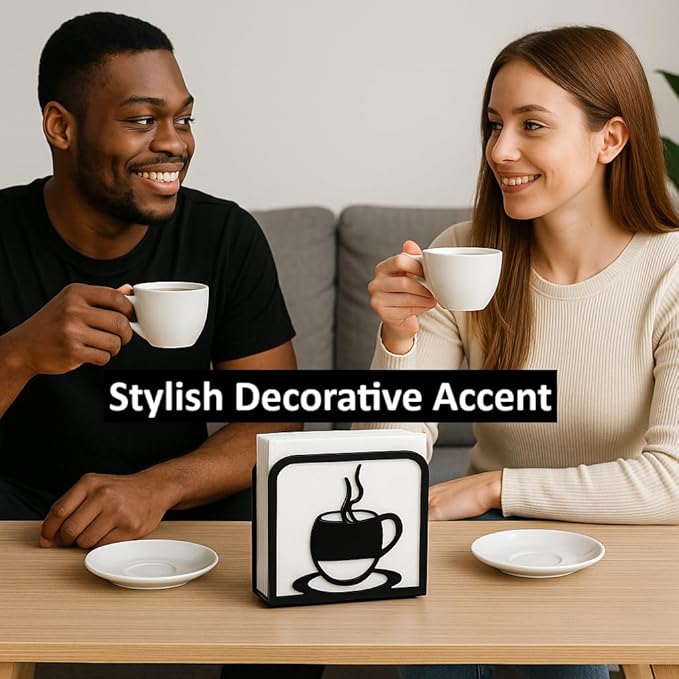 2-Pack Decorative napkin holder for table & coffee filter holder Set – Black cocktail napkin holder – Fits Standard Napkins & coffee filter size #2 & #4