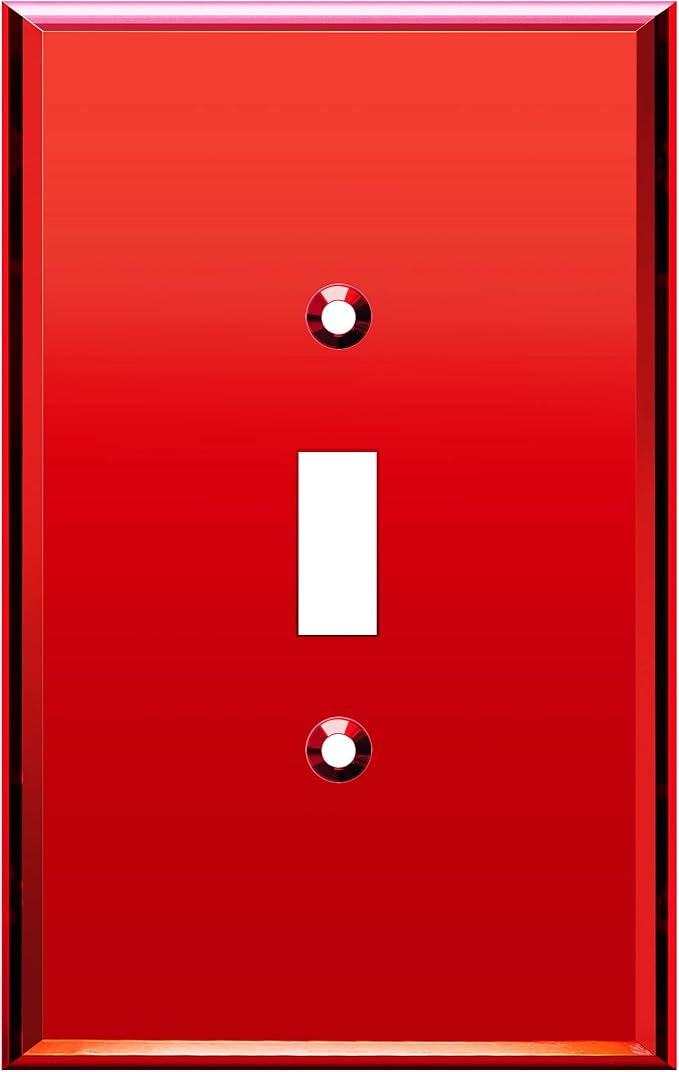 LIDER Toggle Switch Acrylic Wall Plate, Mirrored Light Switch Plate, Plexiglass Switch Cover, Mirror-like Reflective Finish, Modern Upgrade, Oversized 1-Gang 5.25" x 3.44", Red