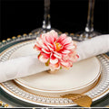 Floral Napkin Rings Set of 6,Rustic Rose Napkin Rings Flower Dinner Napkin Holder for Table Decoration (34#Pink)