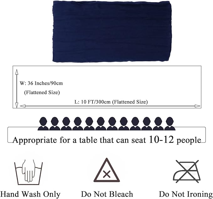 Wedding Cheesecloth Table Runner Bulk Gauze Table Runners Navy Blue 10FT Boho Cheese Cloth Fabric Romantic Wedding Centerpieces for Tables Navy Sheer Chiffon Table Runner for Bridal Party Reception