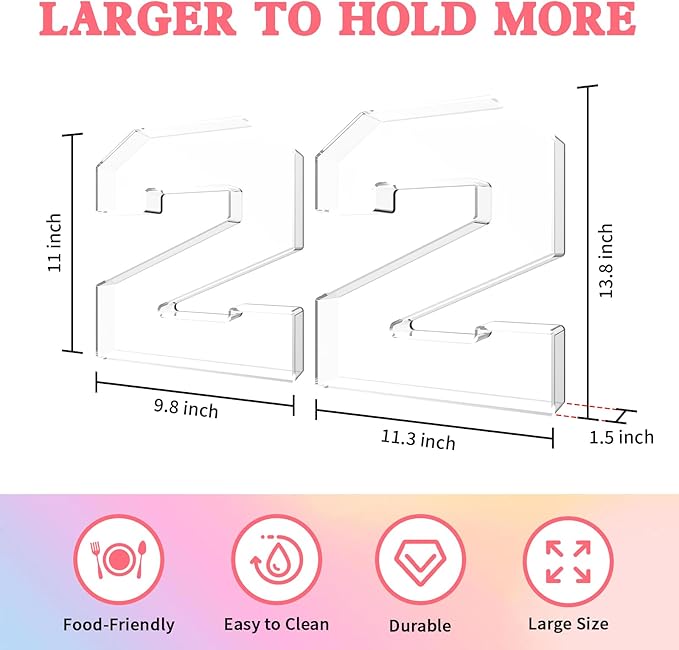 13.8" Acrylic Number Charcuterie Tray, Fillable Number Charcuterie Box for Food, Reusable Serving Cake Candy Dish Display Tray for Birthday Anniversary Party Decoration (Square Number 2)