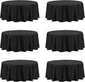 PureFit 6 Pack Round Black Table Cloths 120 Inch for Round Tables, Stain and Wrinkle Resistant Table Linens for Home Use, Wedding, Party, Banquet and Camping