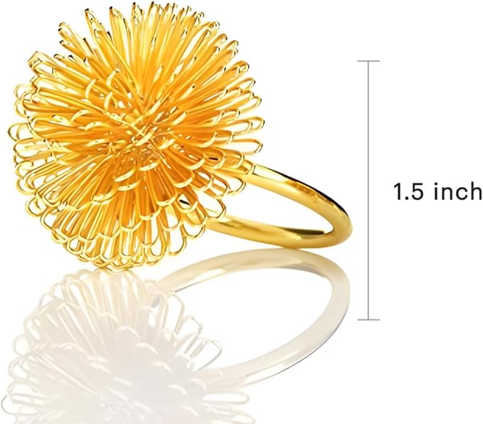 Decozen Set of 16 Gold Napkin Rings in Floral Design, Festive, Table Decor Setting for Holiday, Wedding, Birthday, Kitchen, Home Decor, Housewarming Gift - Thanksgiving & Christmas Gift Decoration