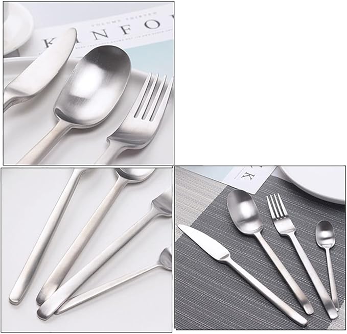 Matte Silverware Set for 10 Stainless Steel Flatware Set Light Luxury Vintage Style 40 Piece Cutlery Tableware Utensils Set Include Knives Forks and Spoons for Home Kitchen Restaurant Christmas