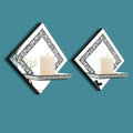 Pibeyer Mirrored Candle Sconces with Acrylic Diamond, Crushed Diamond Wall Candle Holders, Home Décor