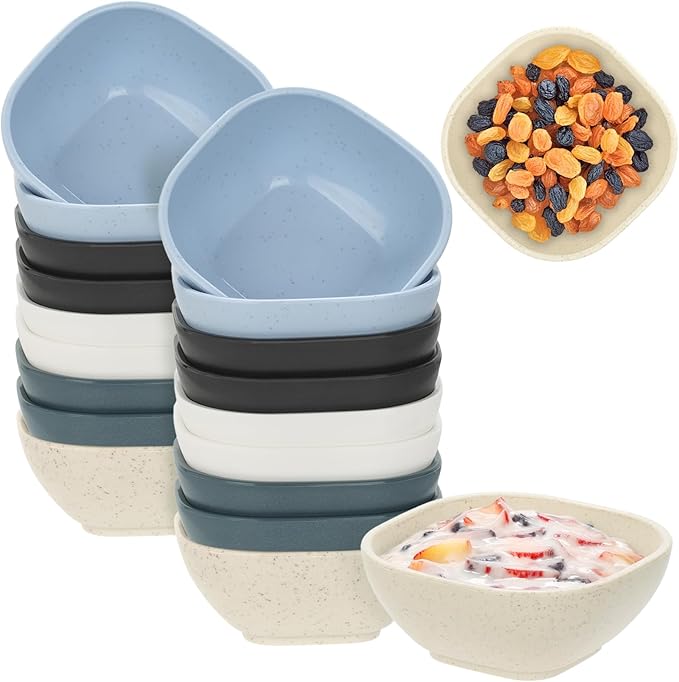 20 Pack Small Bowls, 4.5 OZ Wheat Straw Soy Sauce Dishes, Unbreakable Dessert Bowls,Dipping Sauce Cups, Mini Prep Bowls,Snacks, Sauce Ketchup, BBQ (Cool tone)