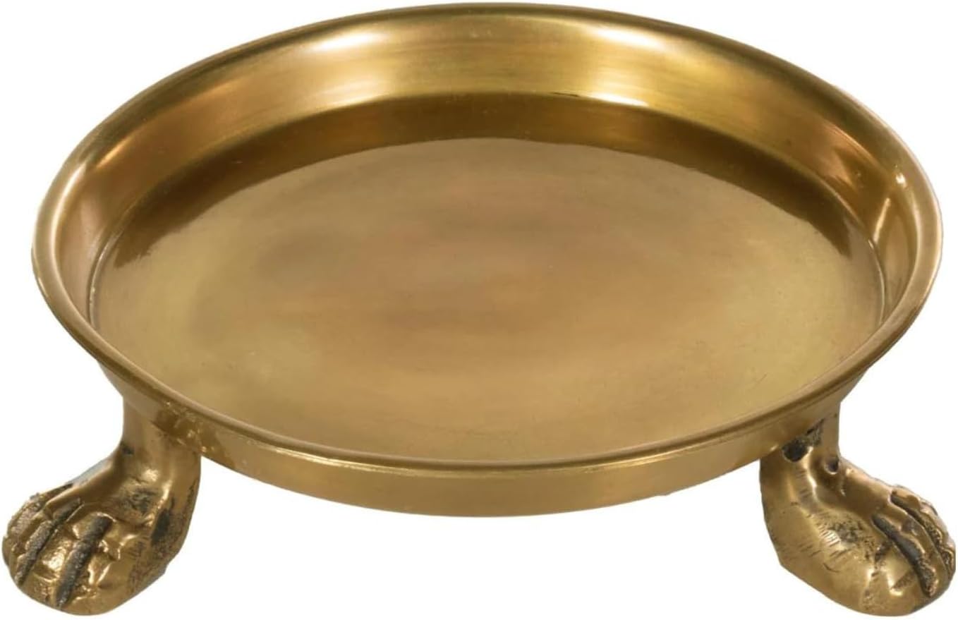 Round Clawfoot Dish — by Alice Lane Home Collection — Gold — for Home Decor, Candles, Jewelry, Perfume, Cosmetics, and Coffee Table — Size Large (Small)