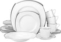 EURO Porcelain 20-pc. Dinner Set Service for 4, 24K Gold-plated Luxury Bone China Tableware ("Golden Wave" 5781G)