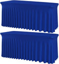 2 Pack Royal Blue Spandex Tablecloths 6FT Rectangular Fitted Table Covers, Stretch Tablecloths for 6 Foot Tables Wrinkle Free Elastic Table Skirt for Graduation Party Wedding Banquet Events
