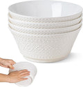 Yeacccng Deep Soup Bowls Set of 4, 58oz Large Cereal Bowls, Large Soup Bowl for Kitchen, 8.2 Inch Embossment Decorative Bowls, Dishwasher & Microwave Safe, Scratch-Resistant, Lead-Free, Easy Clean