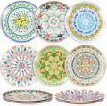 12 Pcs 8 Inch Bohemian Plastic Serving Plates, Colorful by Sunnychicc