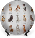 Ceramic Plates, Dog Decorative Ceramic Plates, AGroup of Different Puppy Breeds Family Type Species, 10 Inch, Household Plates Decorative, Multi