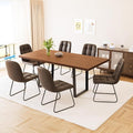 ZckyCine 67" Expandable Walnut Dining Table with 6 PU Leather Chairs, 7-Piece Modern Dining Set, Sturdy Metal Legs, Adjustable 51"-67" Rectangle Table for Kitchen & Dining Room