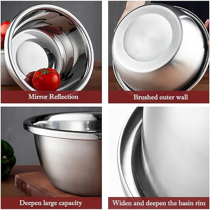 meleg otthon Stainless Steel Mixing Bowl, Stainless Steel Basin, 18.5QT Mixing Bowls,Heavy Duty Deeper Edge Mirror Finish Dishwasher Safe Bowl(15.74'' diameter x 6.02''high)