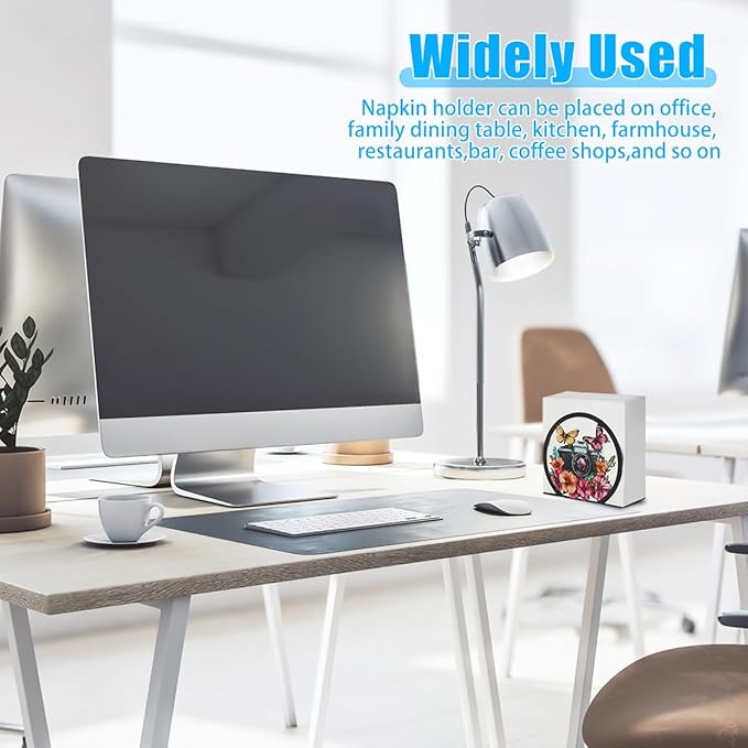 Modern Napkin Holder for Table Decor,Black Metal Napkin Dispenser fit Tissue Mail Bills Paper Towel Holder, Camera Butterfly Napkin Holders,Napkin Stand for Home Kitchen Dining Restaurant Cocktail