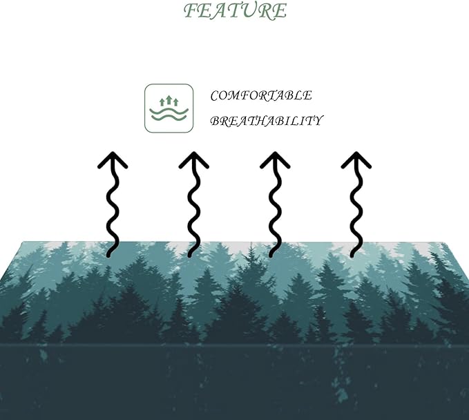 52x70 Inch Nature Rectangular Tablecloth Forest Silhouette Painting Table Cloth Waterproof Durable Table Cover for Picnic Indoor Gaming Room Decor