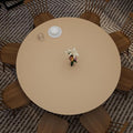 Round Table Pad,1.8mm Thick,Dia.40 Inch,Round Leather Table Cover,Round Table Protector,Round Dining Table Protector,Round Table Top Protector.(Dia.40,Light Brown+Gray)