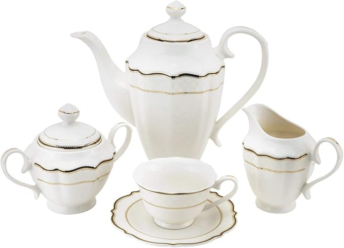 Euro Porcelain 57-pc Banquet Dinnerware Set, Luxury Bone China Tableware, Service for 8 (6664-3) 6664-20