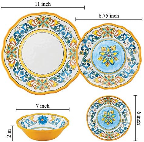 UP Chianti Melamine Round Dessert Plates, Small Serving Plates, for Appetizer, Snacks, and Side Dishes, Multicolor, 6 Inch, Set of 4 - Image 2
