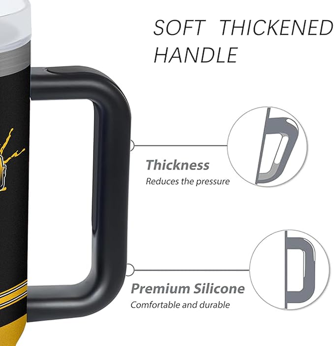 Pittsburgh 30 oz Tumbler with Handle and Straw,Car cup,Coffee Mug,100% Leakproof Insulated Tumbler with Lid and Straw,Made of Stainless Steel,Cup Holder Friendly Base,Classic Collection Gifts for Fans