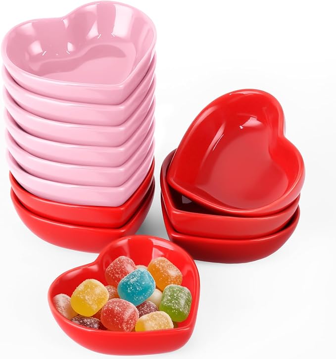 12PCS Heart Shaped Bowl Heart Bowl For Candy Lovers, Office Desk Decor, Home Snack Display, Valentine'S Day, Wedding Celebrations, Birthday Parties,Family Kitchen Use