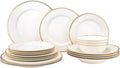 EURO Porcelain 20-pc. Dinner Set Service for 4, 24K Gold-plated Luxury Bone China Tableware ("Amanda" 5669-20G)