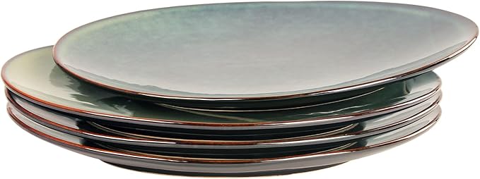 Ceramic Serving Platters - Set of 4 Curved Oval Plates for Entertaining, Modern Kitchen Dishes for Dinner, Fruit, Salad, Serving Trays, 11.5 Inch
