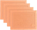 Solino Home Linen Cloth Placemats Set of 4-100% Pure Linen Hemstitch Coral Placemats 14 x 19 Inch - Classic Hemstitch Table Place Mats for Valentines, Spring, Easter