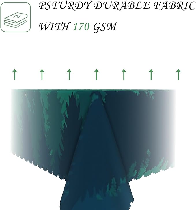 60x120 Inch Nature Rectangular Tablecloth Misty Pine Forest Silhouette Table Cloth Waterproof Durable Table Cover for Party Picnic Indoor Gaming Room Decor