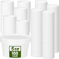 Fulmoon 100 Pack Paper Soup Containers with Lids Disposable Paper Food Containers with Vented Lid Kraft Ice Cream Cake Dessert Cups Soup Bowl for Party Hot Food Fruit Microwave(5 oz,White)